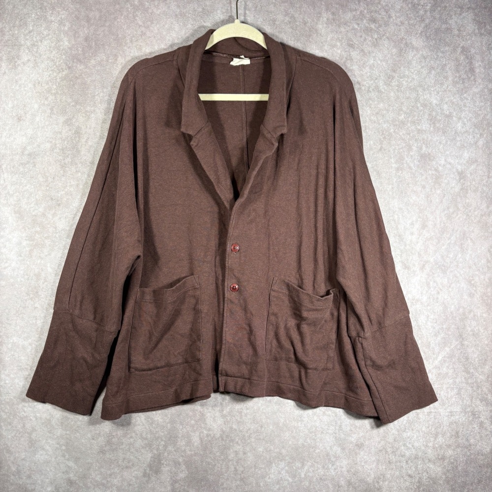 Pact Cardigan Blazer Womens XXL Brown Organic Cotton Button Front Pockets Boho